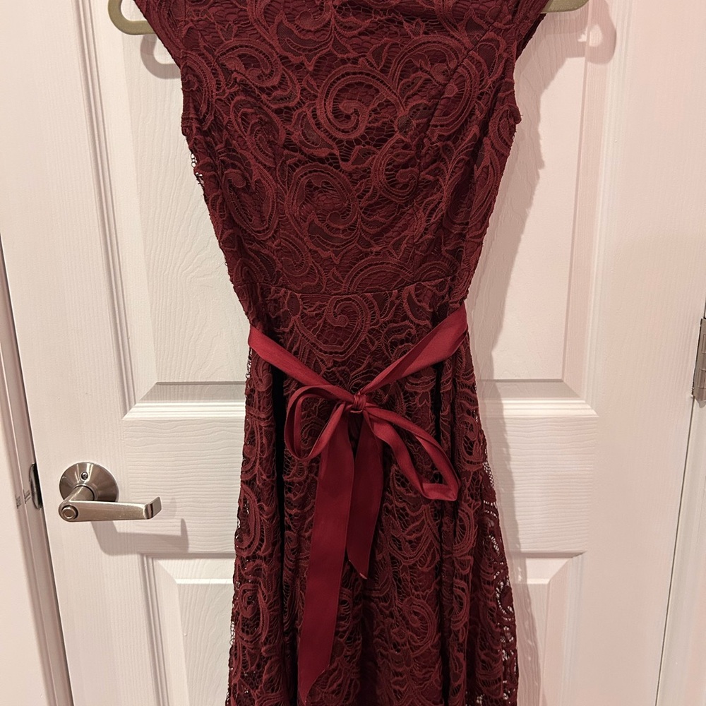 Elegant Lace Burgundy Dress